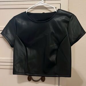Brand new never worn leather cropped tshirt